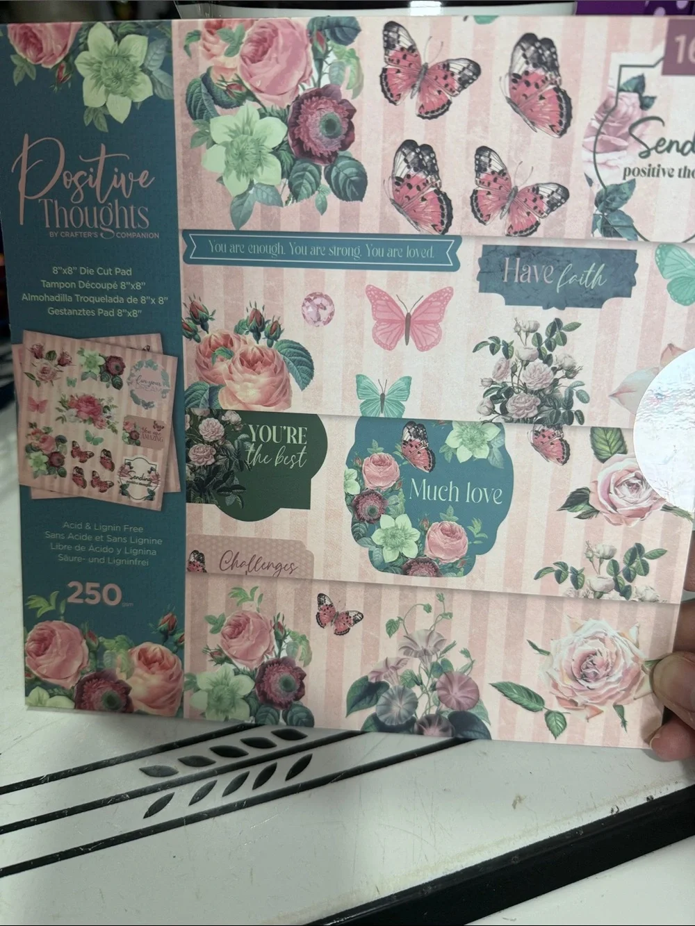 Crafters Companion Positive Thoughts Paper Pad, Card Pad and Die-cut Pad